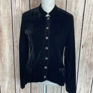 Lili & Q Velvet Jacket w/Floral Embroidered Back Med